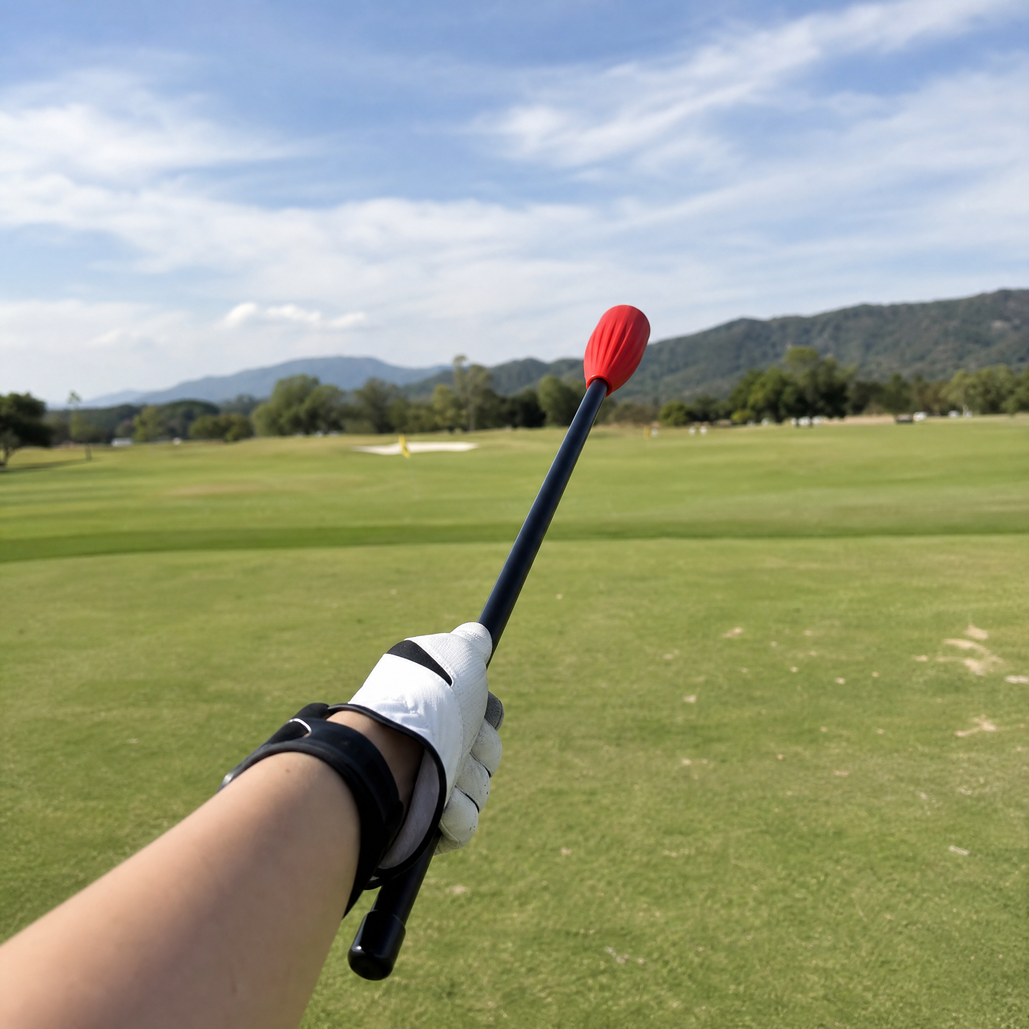 PGM Lag Stick in der Hand auf dem Golfplatz